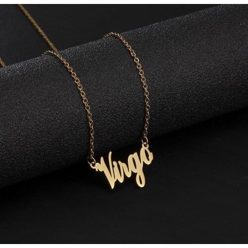 Fashion Custom Name Pendant Necklace Stylish Cursive Constellation Nameplate Necklace Stainless Steel Jewelry Gift