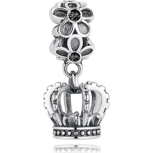 5PCS Trendy Round Flower Bead Connector Rhodium Plated Crown Cheap Alloy Charm Fit DIY Handmade Bracelet Jewelry Finding