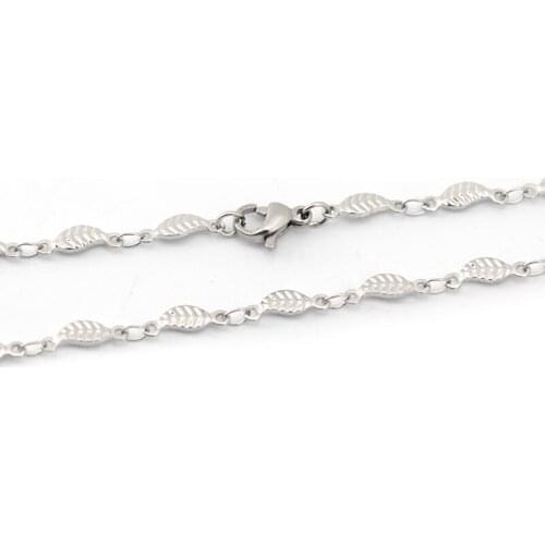 5pcs jewelry 3.7mm 20'' Silver 316 Stainless Stee leaves Necklace Chain for oil Diffuser Locket& living glass locket women