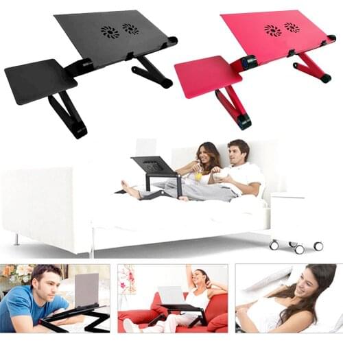 Adjustable Aluminum Laptop Desk Ergonomic Portable TV Bed Lapdesk Tray PC Table Stand Notebook Table Desk Stand With Mouse Pad