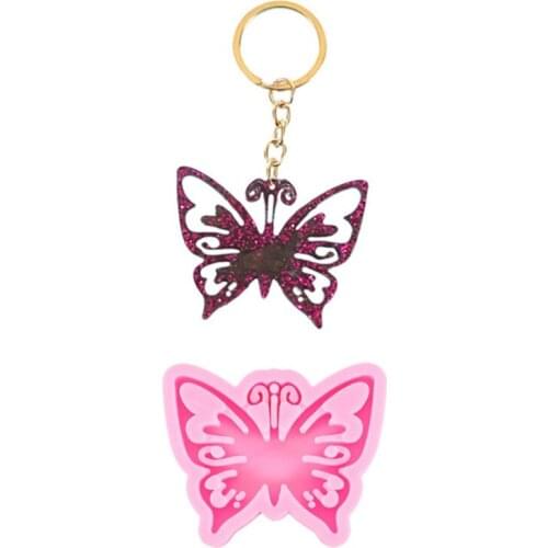 DIY Hollow Butterfly Keychain Silicone Epoxy Mold DIY Keychain Pendant Jewelry Crafting Mould for Valentine Love Gift