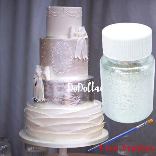 15g Edible Silver Powder Mousse Cake Fondant Macaron Chocolate Decoration Glitter Powder Silver Pearl Powder Baking Color Dust