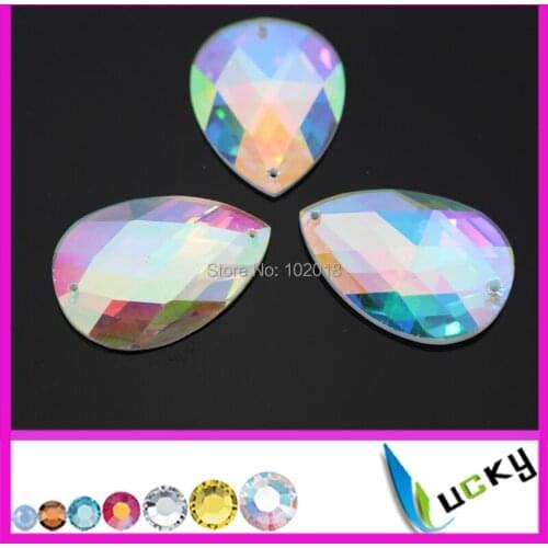 Super shiny 1065# Large sew on crystal ab 24pcs 22x30mm Copy Swarov quality flat back rhinestones jewelry strass Glass