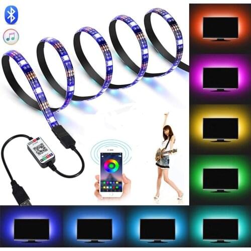 1-5M USB 5050 LED Strip Light DC5V Flexible LED Lamp Tape Ribbon RGB Bluetooth Smart Lighting For TV Screen BackLight Diode Tape