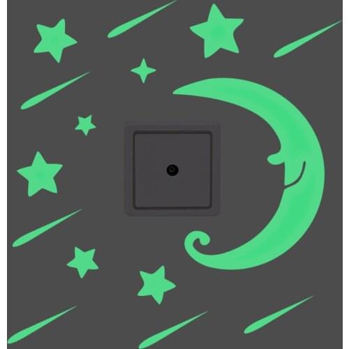Luminous Smiling Moon Meteor Stars Wall Stickers for Kids Baby Rooms Art Mural Home Decor Glow in the Dark Noctilucous Wallpaper