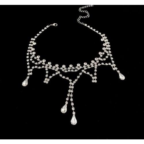 TIMEONLY Sweet Waterdrop Shiny Rhinestones Choker Necklaces for Women Ladies Jewellery Valentines Day Gifts Necklace for Women