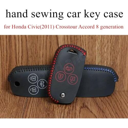 Only Red new brand Sewing Leather Car Key Case Hand Sewing Key Case for Honda Civic(2011) Crosstour Accord 8 generation