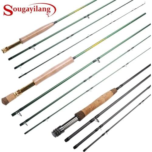 Sougayilang Fly Rod 5/6 7/8FT 4 Sections Fly Fishing Rod Ring Carbon Fiber Rod Medium Fast Action Freshwater Fishing Pole