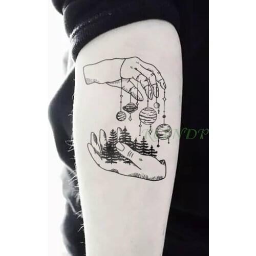 Waterproof Temporary Tattoo Sticker Cool Hand Planet Fake Tatto Flash Tatoo Body Art Tatouage Wrist Foot Arm For Girl Men Women