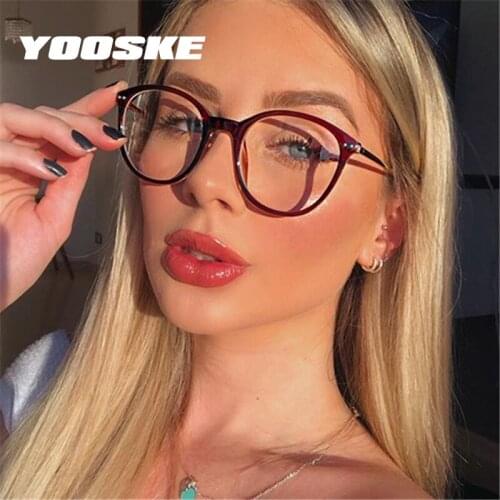 YOOSKE Computer Eyeglasses Women Men Anti-blue Light Glasses Frames Oversized Round Optical Spectacles Ultralight Myopia Frame