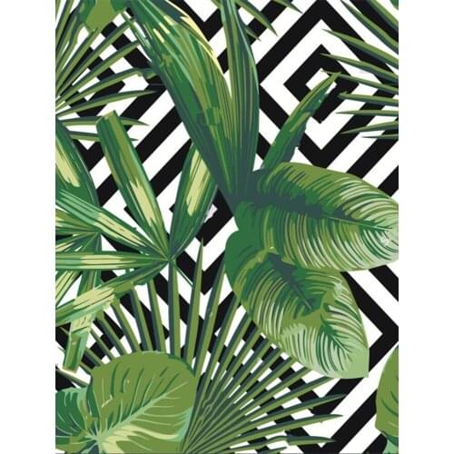 Yujohom Needlework Diamond Embroidery Green Leafs Plants Cross Stitch DIY Diamond Painting By Number Landscape Home Decoration