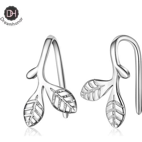 Dreamhonor Elegant 925 Sterling Silver Leaves Drop Earrings For Women Fashion Jewelry 2021