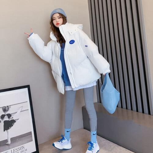 Bella 2021 Women Candy Colors Winter Hooded Puffer Jacket Female Loose Long Sleeve Coat Harajuku Warm Parkas Vintage Outweaars