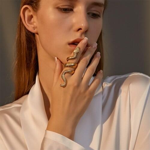 1pcs Snake Ring Cobra Shape Retro Punk Exaggerated Animal Ring Fashion Metal Alloy Adjustable Open Ring Jewelry Gift Brand New