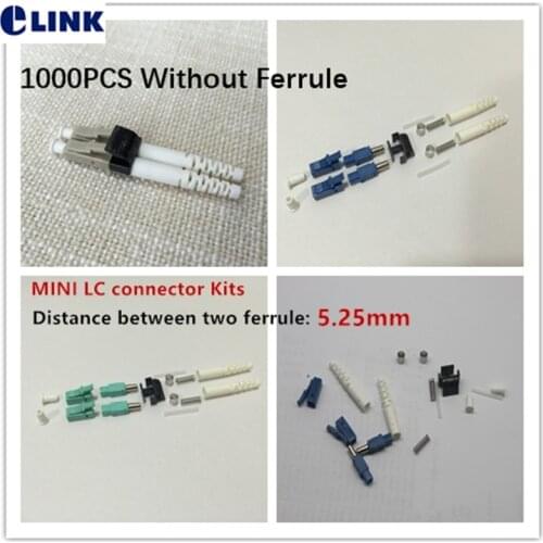 1000pcs LC MINI duplex fiber connector KITS SM MM OM3 blue Gray Aqua 2.0mm ftth LC SX SM connector Accessory Parts factory ELINK