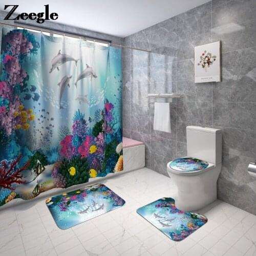 4PCS Bathroom Carpet Toilet Seat Cover Mat Bathroom Non-Slip Mat Set Anti Slip Mat for Bathroom Bathroom Carpet Set