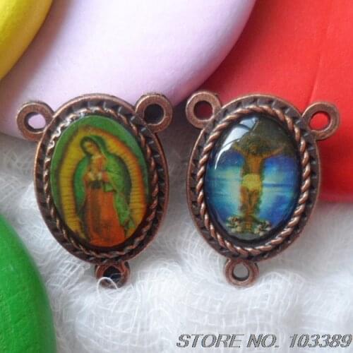 50pcs/PACK Free ship cheap guadalupe rosary centerpiece,3 hole center,catholic Icon Charm centerpiece special offer