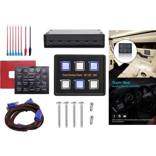 6 Gang LED Switch Panel Touch Control Panel Box for Car Marine Boat Caravan