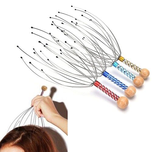 AACAR 1PC Head Massager Neck Massage Octopus Scalp Stress Relax Spa Healing Alloy