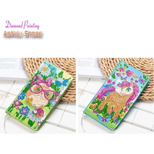 Diamond Painting Notbook DIY Diamond Embroidery Cartoon Owl & Unicorn Cross Stitch Notebook