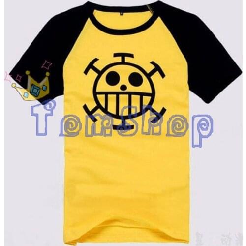 Anime One Piece Trafalgar Law Cosplay Mens Short Sleeve Cartoon T-Shirt Fashion Casual Tops Tee Shirts Costume Free Shipping