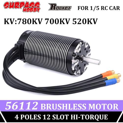 SURPASS HOBBY Rocket 56112 Brushless Motor Sensorless Motor 8mm Shaft Hi-torque 4 Poles 520/700KV Waterproof for 1/5 RC Car Trx4