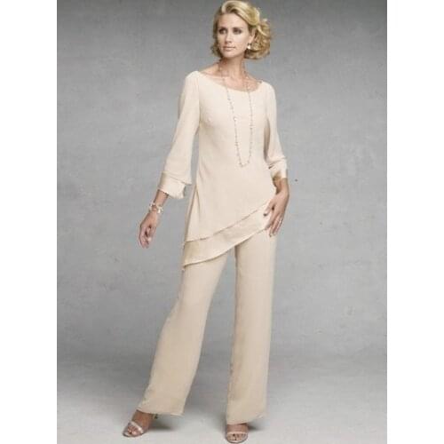 2019 mother of the bride pant suit vestidos de madrina novia Two pieces tiered Special price cheap Mother of the Bride Dresses