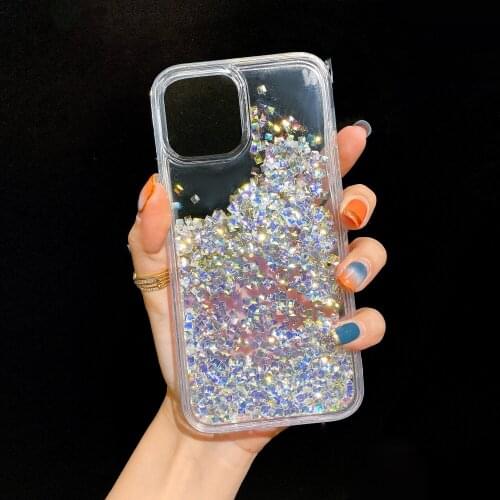 Dynamic Lquid Diamond Cover For iPhone 12 11 Pro Max Mini Case X Xs Max Xr SE2020 7 8 Plus Transparent Crystal For iPhone Cover