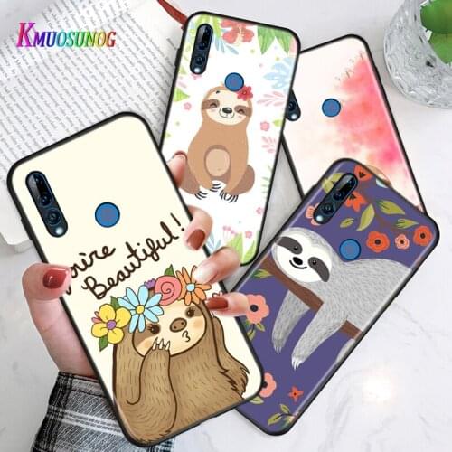 Grey Sloths And Flowers Cover For Honor 30i 10i 10X 9X 8X MAX 20 10 9 8 8A 8C 8S Prime 7A Pro Lite Phone Case