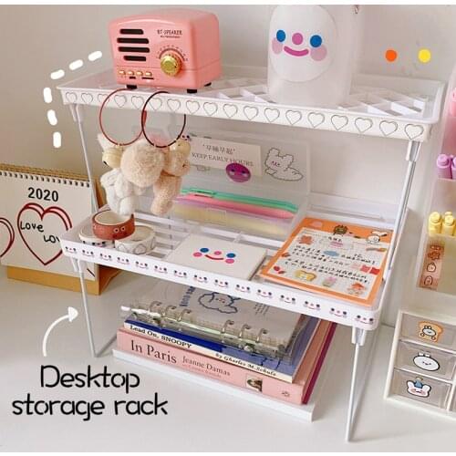 Kawaii Folding Storage Rack Holder Cosmetic Rack Organizer Shelf Desktop Rack Kitchen Organizer Stand School Stationery
