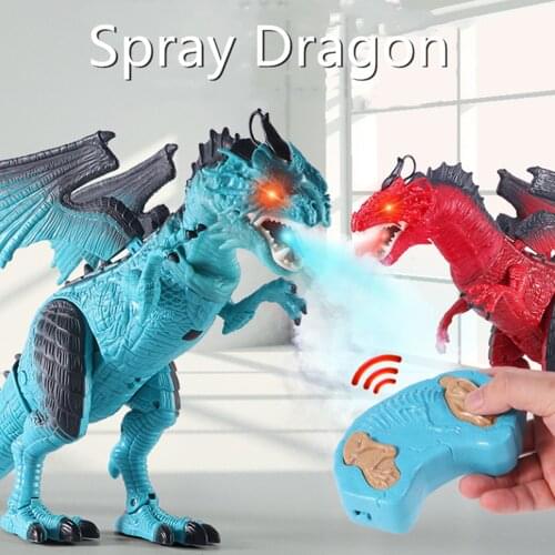Spray Dragon Electric Dinosaur Remote Control Toys Walking Roar Shaking Head Wings Fanning Animal Model Kids Games Boys Gifts