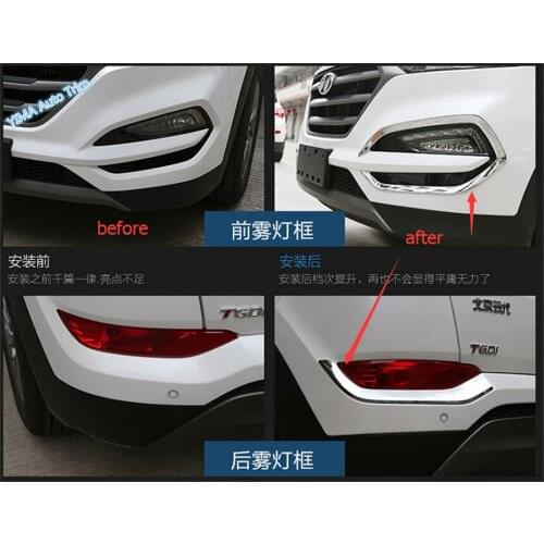 Lapetus Chrome Front + Rear Fog Lights Foglight Lamp Cover Trim 4 Pcs / Set Fit For Hyundai Tucson 2016 2017 2018 ABS