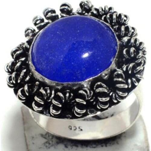 Blue Chalcedony Ring Silver Overlay over Copper , Size: 9 , FRR0231