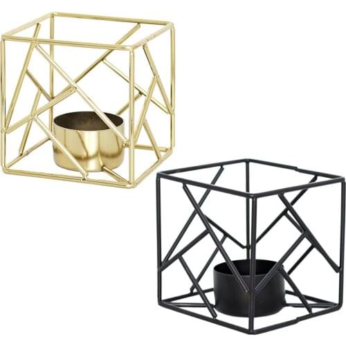 Nordic Style Metal Candle Holder Pillar Tea Light Candlestick Desktop Wedding Anniversary Decoration