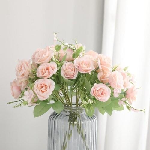10 Head Mini Artificial Rose Flower Silk Flowers Simulation Flowers Bouquet For Wedding Home Party Gift Room Decoration
