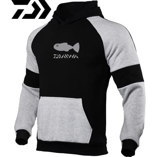 Daiwa Spring Autumn Fishing Sweatshirt Men Patchwork Outdoor Sport Clothes Pocket Hoodie Fishing Shirt Fishing Clothing