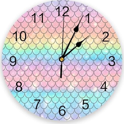Mermaid Scales Ocean Rainbow 3D Wall Clock Modern Design Living Room Decoration Kitchen Clock Art Wall Watch Home Decor