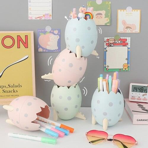 1Pc Dinosaur Egg Shape Pen Holder Space Saver Offices Desktop Organizer Makeup Brush Case Home Organizer Office Storage Boxes