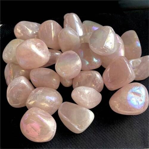Natural crystals aura rose quartz tumbled healing stone for home decoration