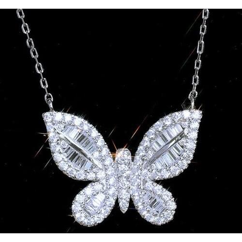 Delicate Crystal Butterfly Necklace Zircon Pendant Chain Women Choker Necklace For Lady Wedding Party Jewelry