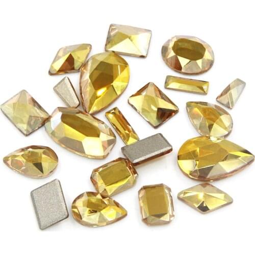 New arrival 20pcs/bag High quality k9 glass Sunshine gold flatback rhinestones for DIY nail art/clothing