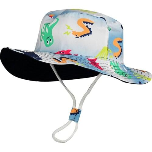 Bucket Hat Kid Boy Panama Summer Sun Beach Wide Brim Sunshine Protection Cotton Animal Outdoor Fishing Accessory