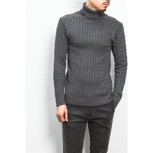 Parklees 2021 New Autumn Turtleneck Men Striped Knitted Sweater Warm Casual Long Sleeve Solid Pull Homme Fit Male Pullovers