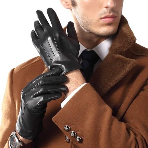 Genuien Leather Gloves Male Spring Autumn Thin Sheepskin Gloves Man Business Casual Leather Gloves TU3863-56