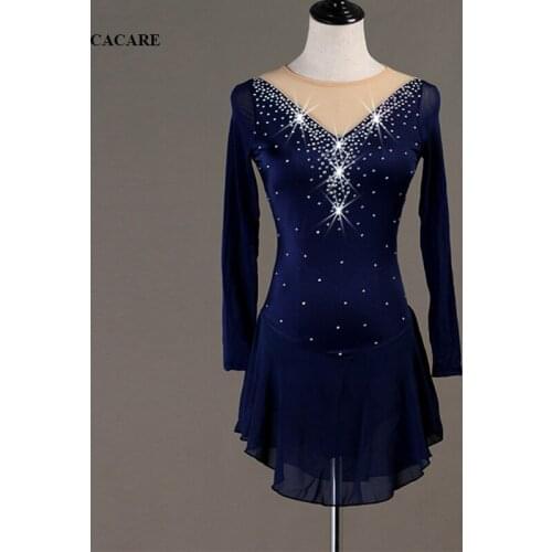 Figure Skating Dress Latin Dance Dress Women Customize Latina Salsa Standard Dance Dresses Dance Leotard D0598 Rhinestones