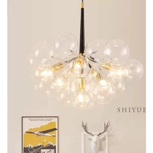 Post-modern Clear Glass Bubble Ball Pendant Light for Dining Room Bedroom Living Room Bar Deco Lighting 80-265V 1525