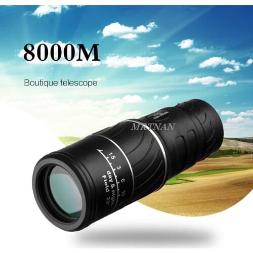 Portable 16X52 Single Binoculars 66/8000M Single Binoculars Camping Binoculars Black Outdoor Hunting Hiking Sports Binoculars