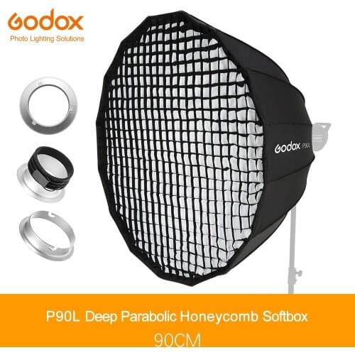 Godox P90L 90CM Deep Parabolic Bowens Mount Portable Softbox + P90 Grid for Studio Flash Photo Studio