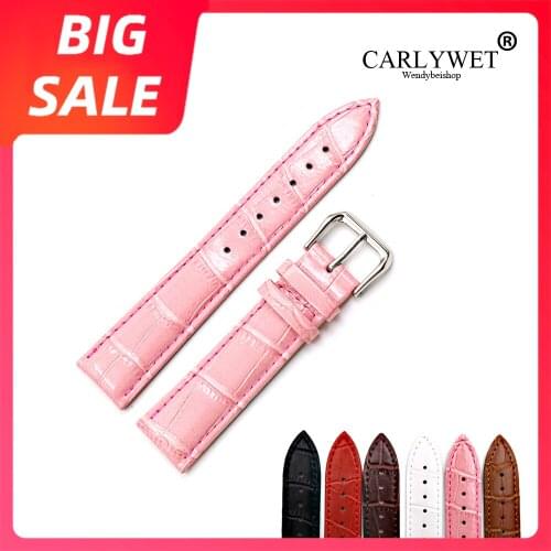 CARLYWET 12 14 16 18 20 22 24mm Luxury Red Real Calf Leather Classic Alligator Grain Watch Band For Diesel Rolex Tudor Seiko IWC