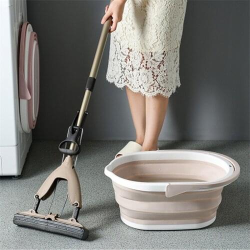 Folding Water Bucket Thicken Foot Bath Plastic Bucket Multifunction Portable Fishing Retractable Basin Cleaning Tool Mop Buckets